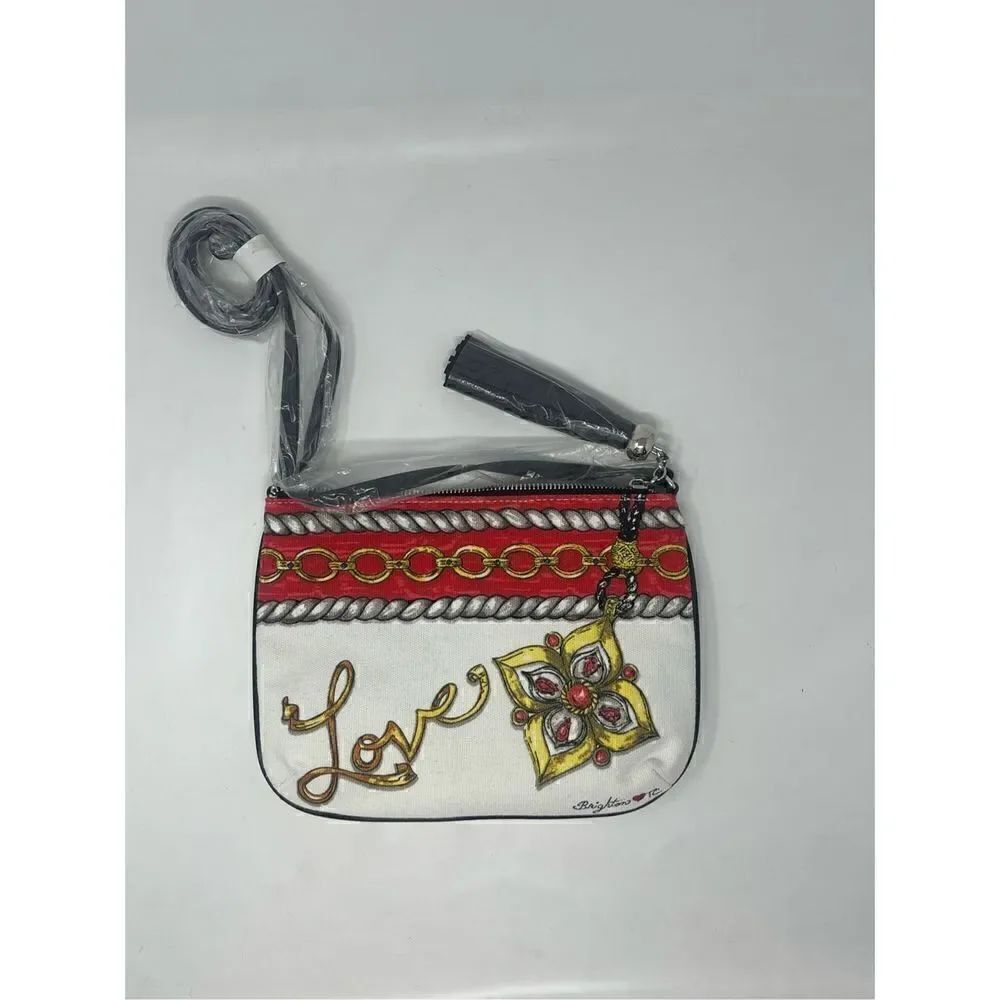Brighton Multicolor Barocco Crossbody Pouch Love Canvas Bag One Size NWT